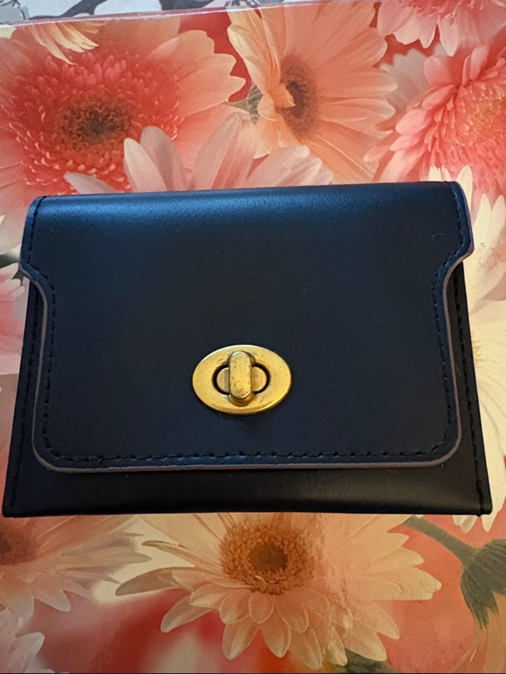 Classic Leather Turnlock Wallet in Black
